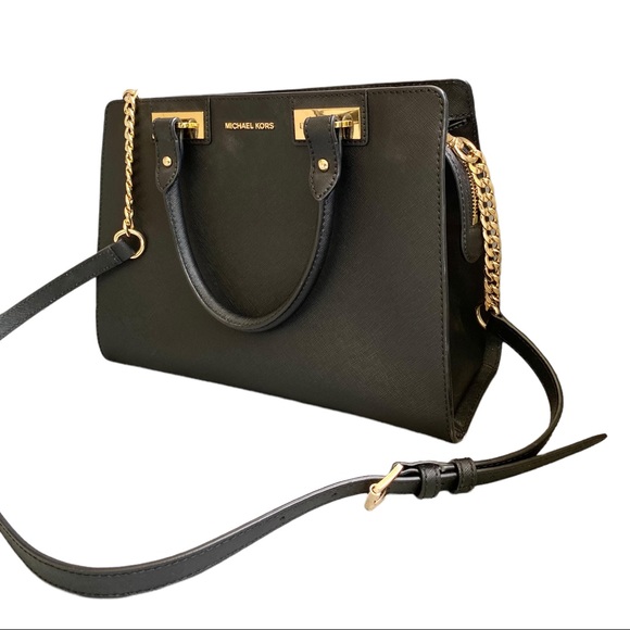 Michael Kors Handbags - Michael Kors Black Bag with Gold Hardware Womens Purse GUC
